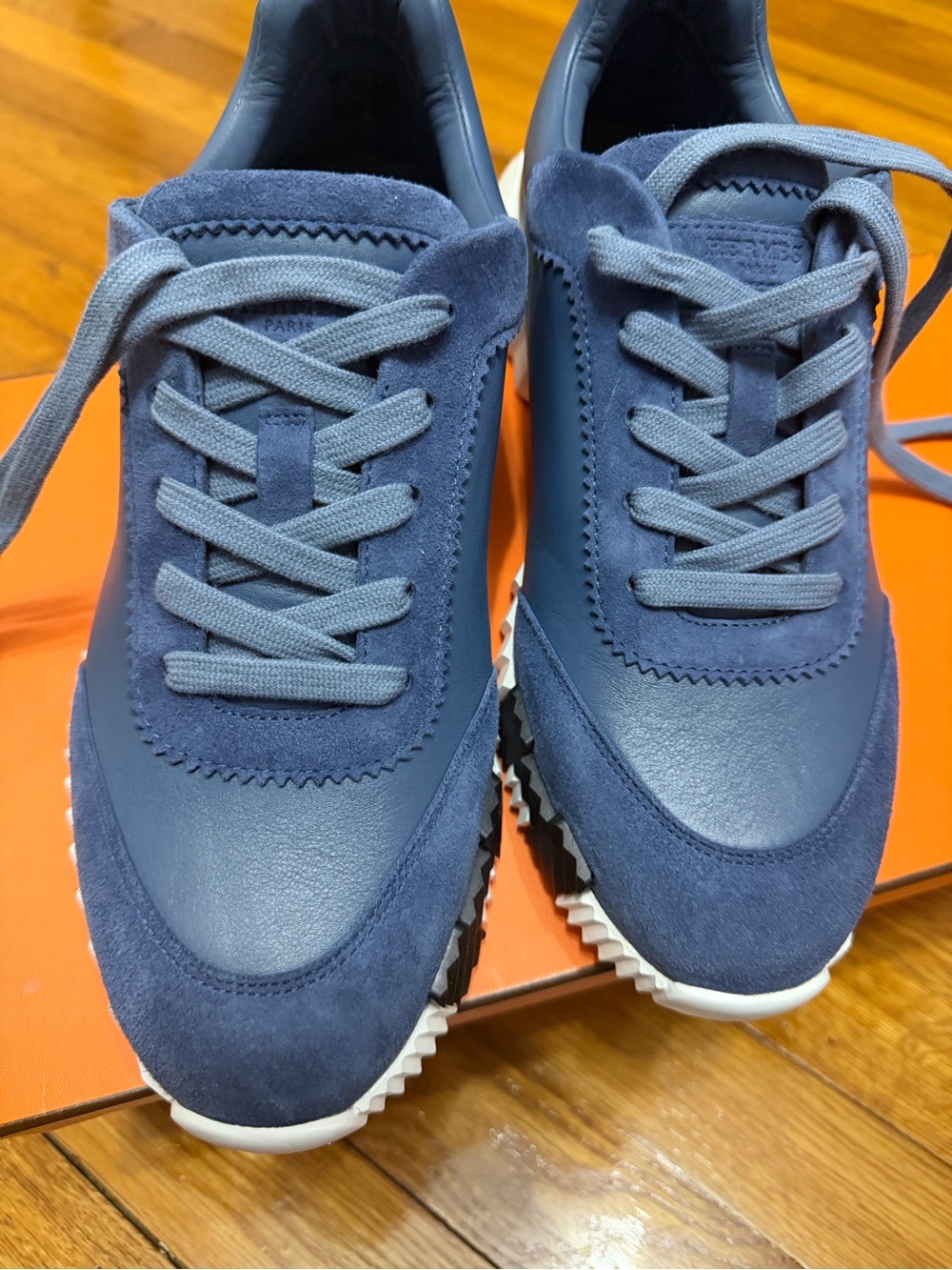 Hermes Navy Bouncing Sneaker - Suede & Leather